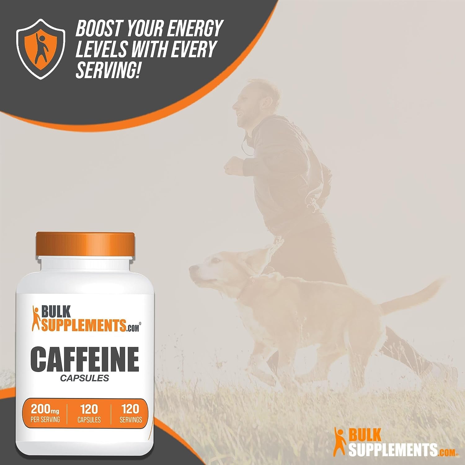 Bulksupplements.Com Caffeine Capsules - Caffeine Supplements, Caffeine Pills 200Mg - Caffeine Capsule, Stay Awake Caffeine Pills - 1 Capsule per Servings, 120-Day Supply, 120 Capsules