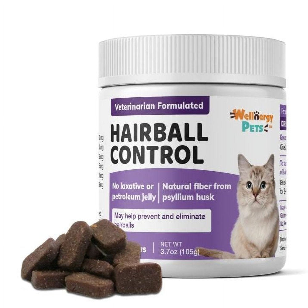 Natural Hairball Control Chews for Cats – Hairball Remedy & Aid with Omega 3 6 Fatty Acids, Zinc, Biotin, Cranberry, and Fiber. Promotes Skin & Coat, Digestive, Urinary Health. 70Ct