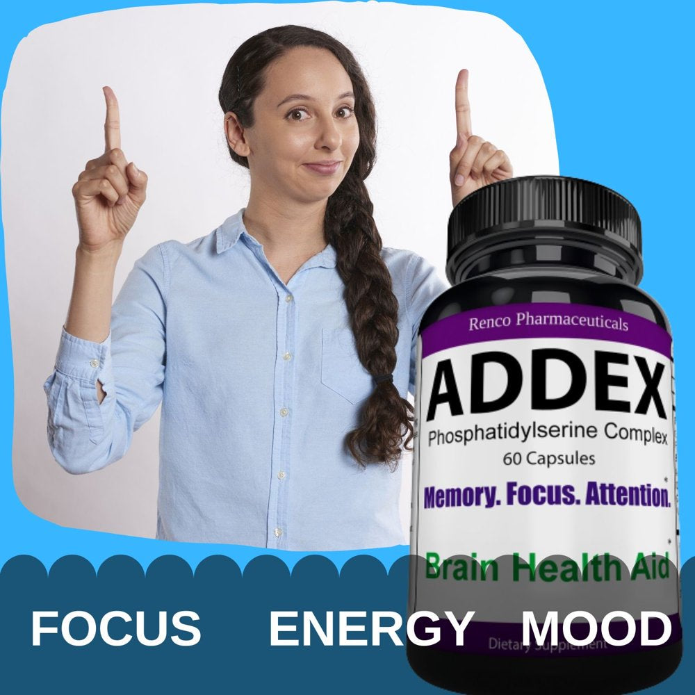 Addex Brain Booster Vitamins for Men & Women, Support Memory and Focus - Improve Brain Focus, Clarity & Memory Supplements for Seniors & Adults, Energy & Mood Booster 60 Count