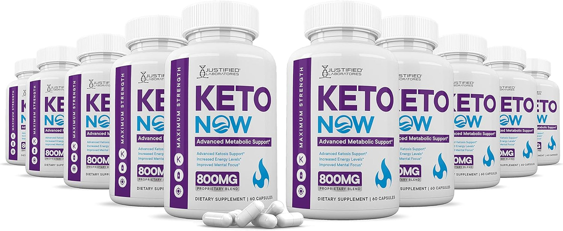 (10 Pack) Keto Now 800MG Includes Gobhb Exogenous Ketones Advanced Ketosis Support for Men Women 600 Capsules