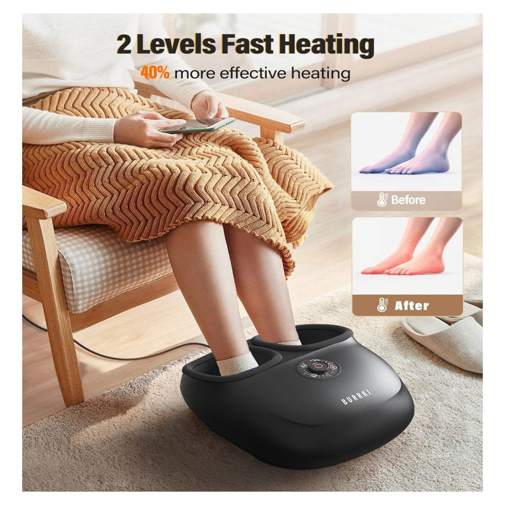 Foot Massager Machine with Heat, Gifts for Women Men, Electric Shiatsu Foot Massager with Deep Kneading, and Compression for Plantar Fasciitis and Neuropathy Pain, Fits Feet up to Men Size 12