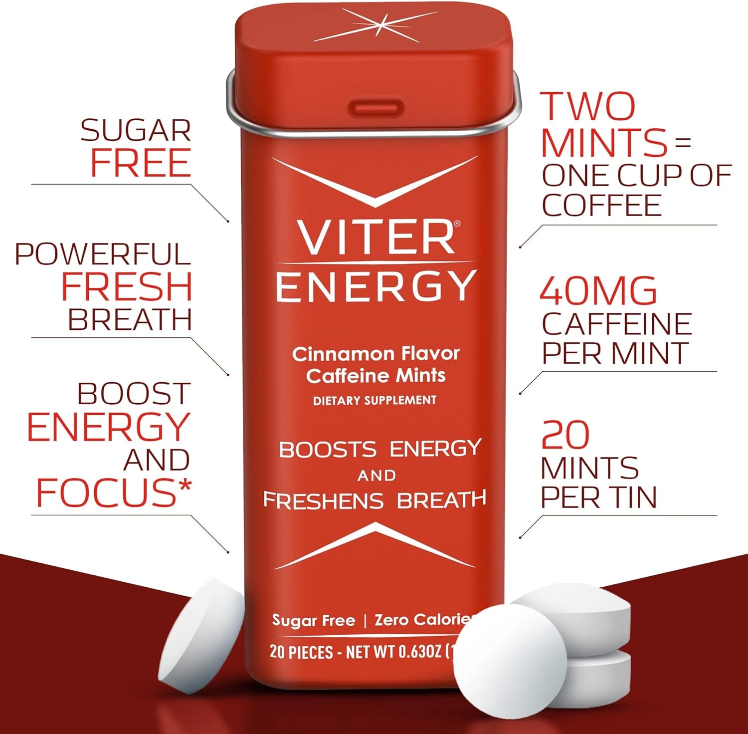 Viter Energy Original Caffeine Mints All 5 Flavors 6 Pack Bundle for 30 Total Packs - 40Mg Caffeine, B Vitamins, Sugar Free, Vegan, Powerful Energy Booster for Focus and Alertness