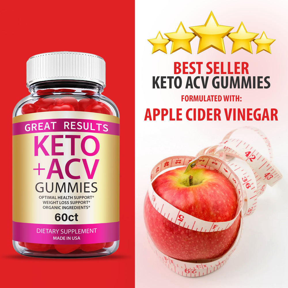 (5 Pack) Great Results Keto ACV Gummies Vegan Apple Cider Vinegar 300 Gummies