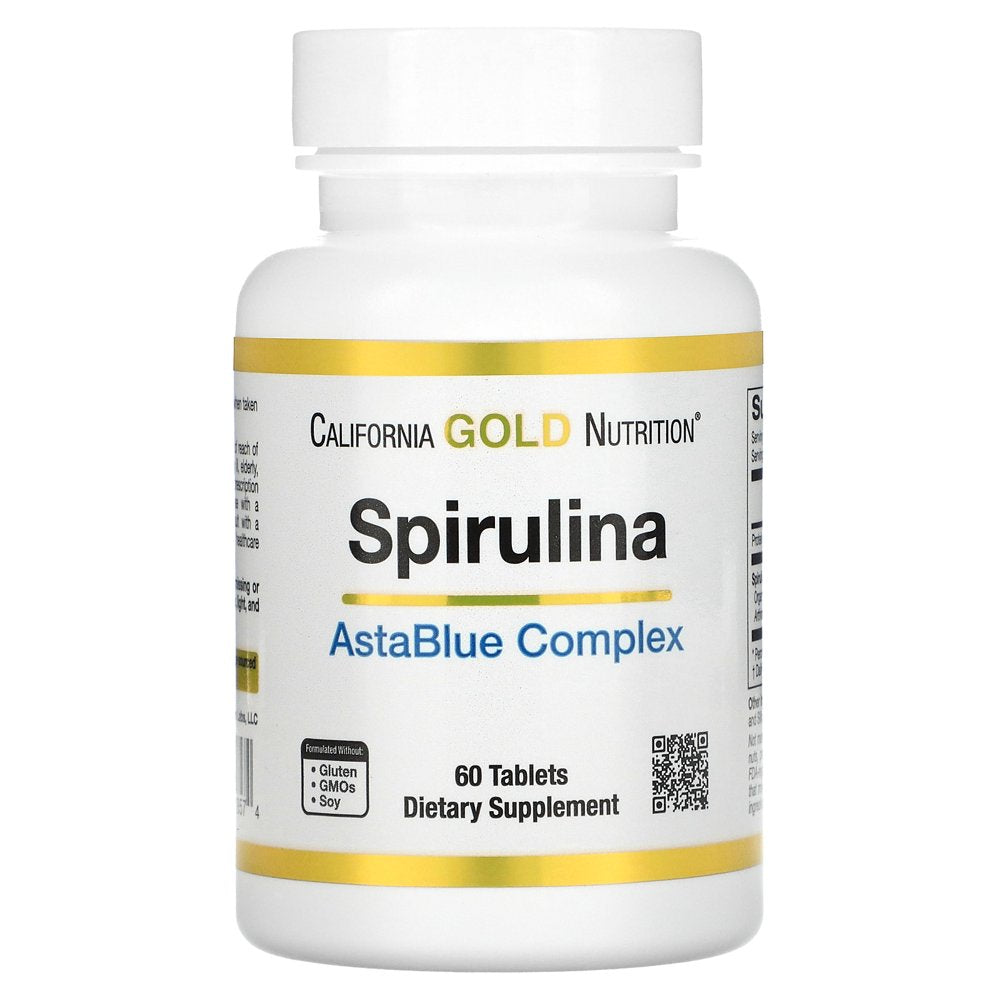 Spirulina Astablue Complex, by California Gold Nutrition, Contains the Antioxidants Phycocyanin, Chlorophyll, and Astaxanthin, 60 Tablets