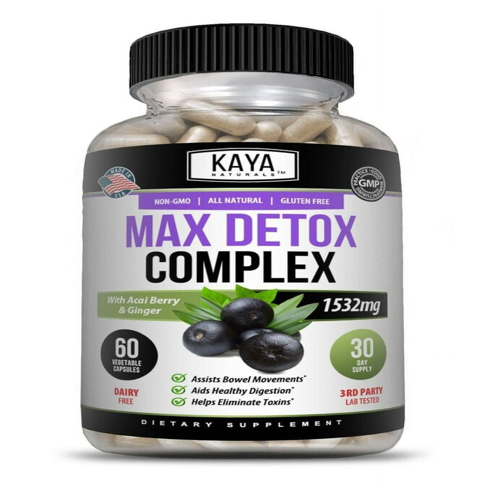 Max Detox - Colon Cleanse, Detox Toxins, Energy Boost, Weight Loss 60 Capsules