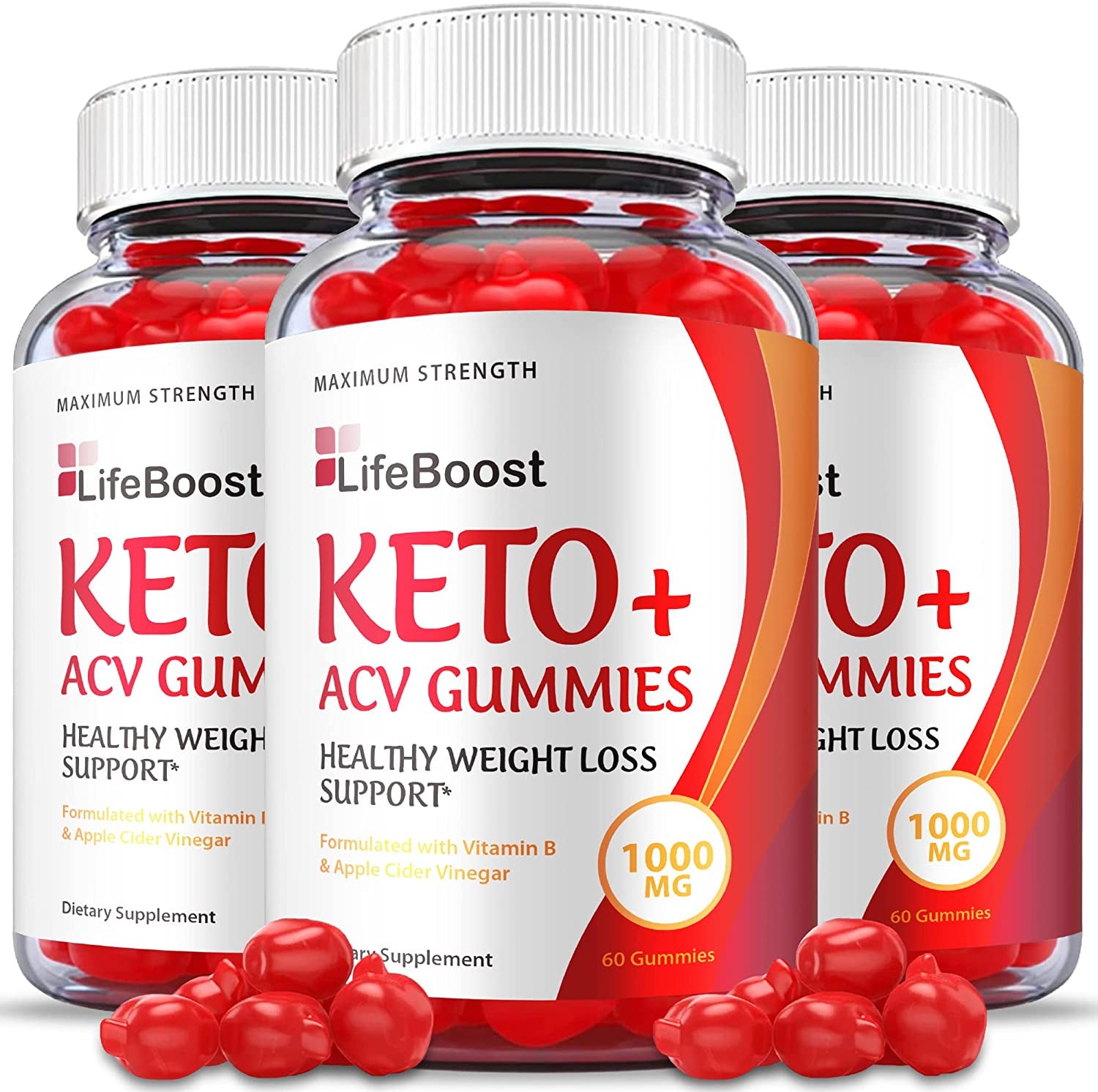 (3 Pack) Life Boost Keto Gummies - Official Formula, Vegan - Lifeboost Keto ACV Gummies, Lifeboost ACV Gummies Apple Cider Vinegar 1000Mg Formula, Weight Apple Loss Cider, Pomegranate (180 Gummies)