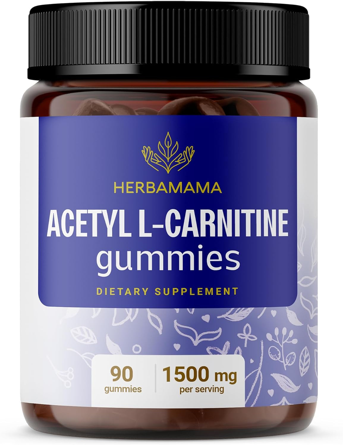 Acetyl L-Carnitine 1500Mg Gummies - Daily Energy Gummies to Support Cognitive Mental Sharpness & Immune System Function - 90 Blueberry Gummies per Bottle