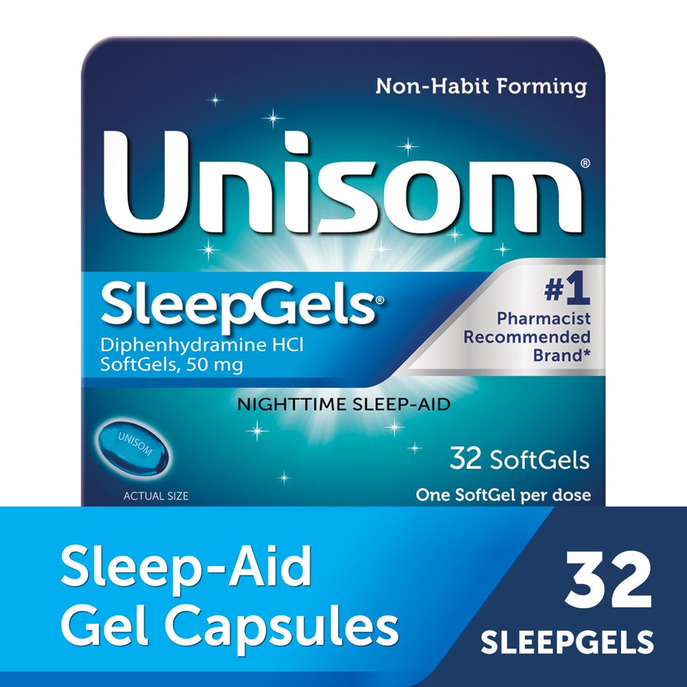 Unisom Sleepgels Soft Gels, Sleep-Aid, Diphenhydramine HCI, 32 Count