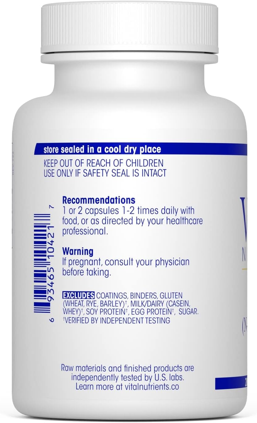 Vital Nutrients NAC | N-Acetyl Cysteine | Vegan Supplement | Supporting Sinus and Respiratory Health | 600Mg | Gluten, Dairy, and Soy Free | 200 Vegetarian Capsules