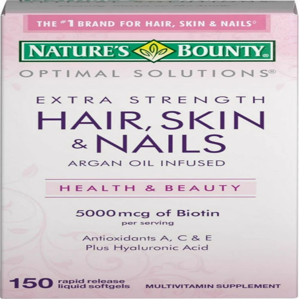 Nature'S Bounty Optimal Solutions Extra Srength Hair Skin & Nails 5000 Mcg of Biotin, Softgels 150 Ea (Pack of 6)