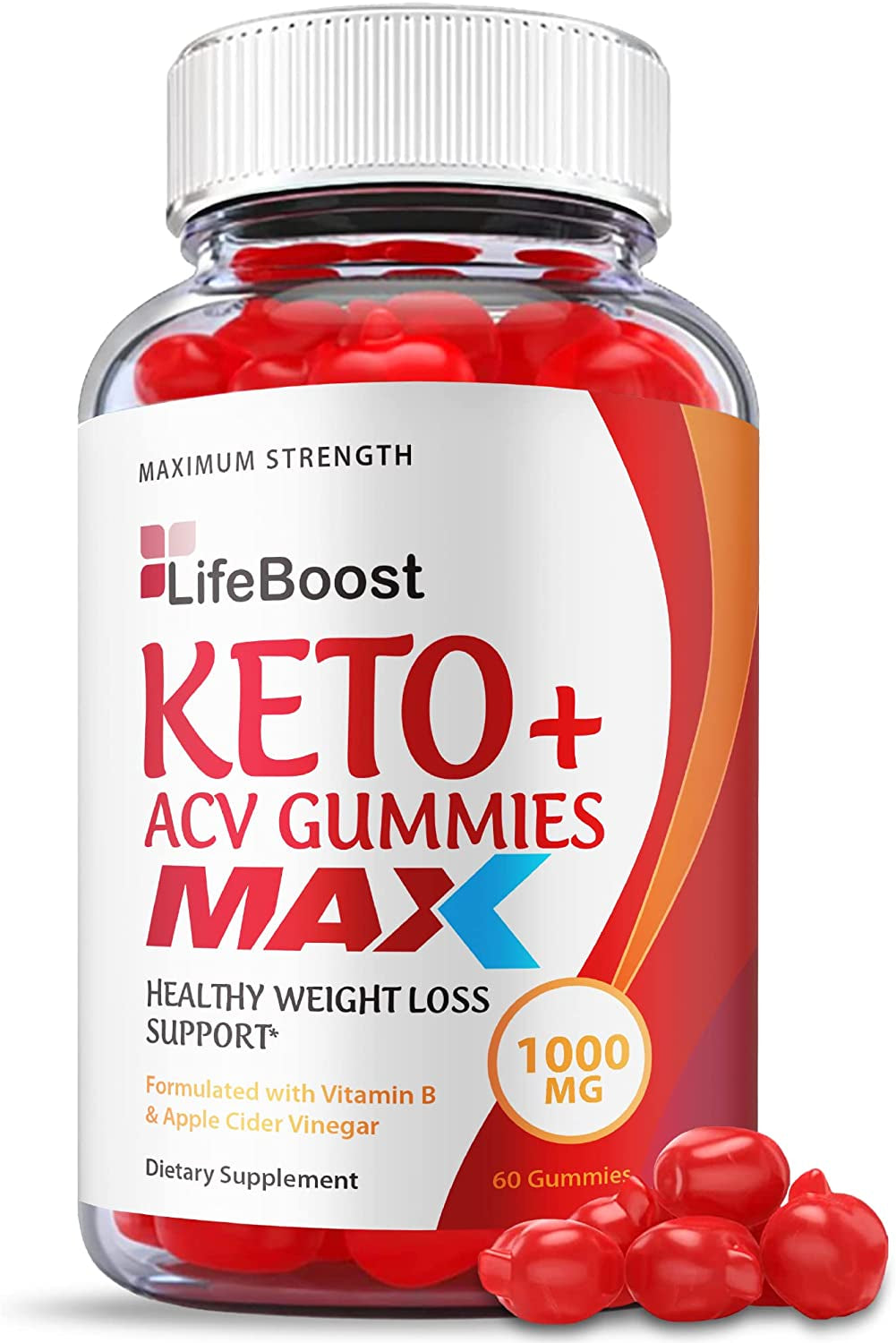 Life Boost Keto Gummies, Max Strength, Lifeboost Keto ACV Gummies, Vegan Life Boost ACV Gummies with Apple Cider Vinegar 1000Mg Formula, Weight Apple Loss Cider, Pomegranate, Vitamin B (60 Gummies)