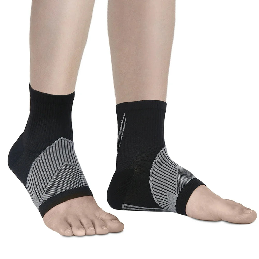 Ankle Brace Compression Sleeve (1 Pair) for Neuropathy Pain, Achilles Tendonitis & Plantar Fasciitis Relief - Foot Brace, Toeless Ankle Support Compression Socks for Women and Men (Black, L)