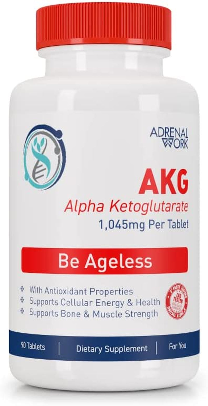 Adrenalwork - AKG (Alpha Ketoglutarate) and L Arginine Supplement - 1,000 Mg per Tablet, 90 Day Supply - Cellular Detox to Support Healthy Aging : Stronger Bones, Less Grey Hair, Better Gut Health*