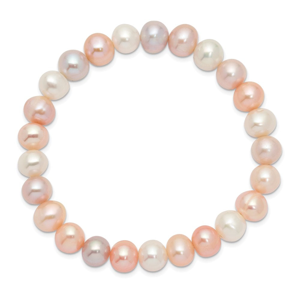 8-9Mm FWC Pearl White/Pink/Purple Stretch Bracelet QH5465