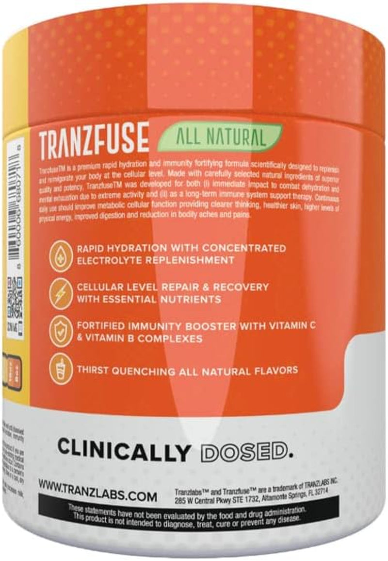 Tranzfuse Hydration Immunity Drink Mix - Coconut Hydration Powder L 30 Servings L All Natural Electrolyte Mix L 1500Mg Vitamin C plus Zinc L-Glycine Magnesium Citrate and More (Pineapple Express)