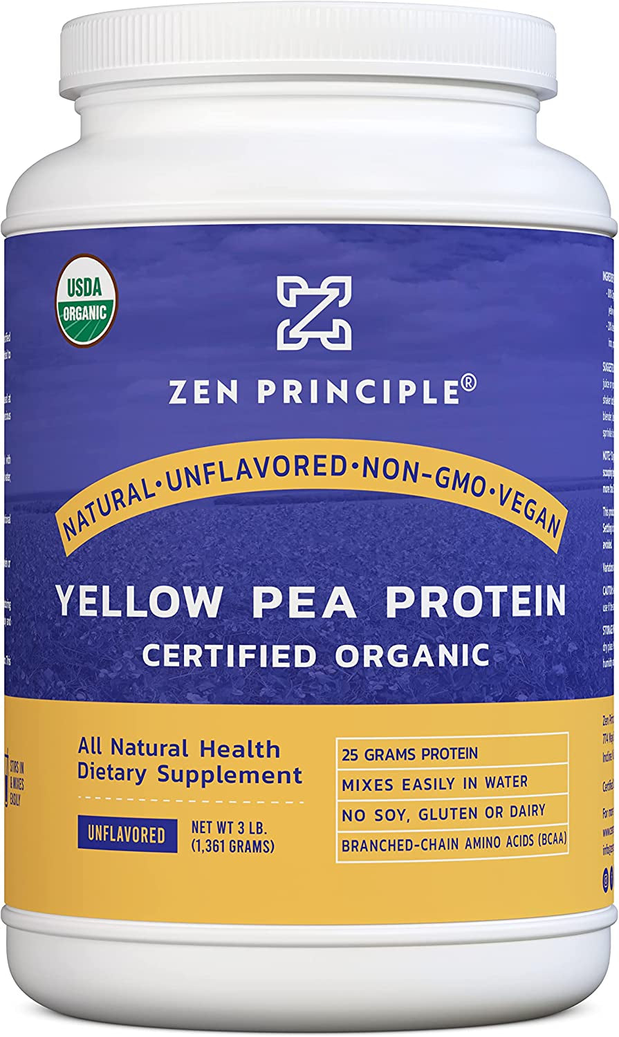 Ultra Premium Organic Pea Protein Powder. USDA Certified ONLY from USA and Canada Grown Peas. No GMO, Soy or Gluten. Vegan. Full Spectrum Amino Acids (BCAA). More Protein than Whey. 3 LB.