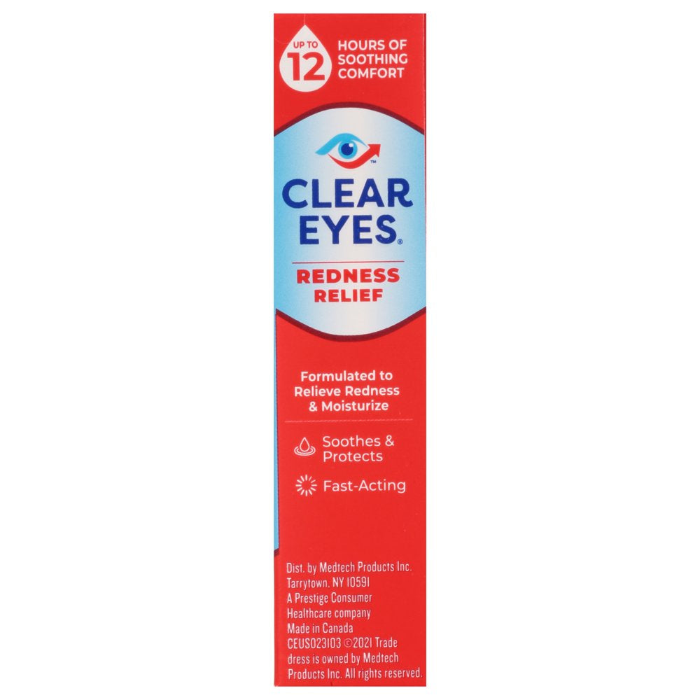 Clear Eyes Redness Eye Relief Lubricant Eye Drops, 0.5 Fl Oz