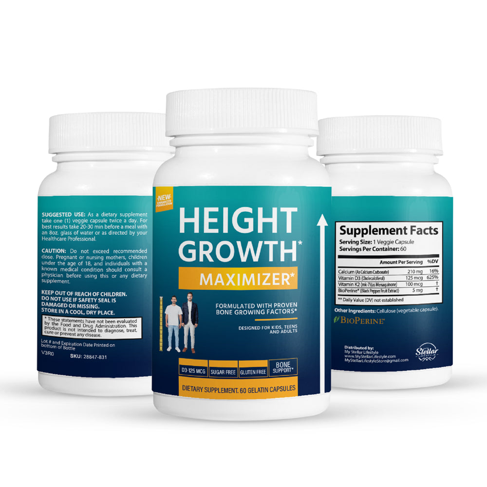 12 Pack Height Growth Maximizer - Bone & Joint Health- 60 Capsules X12