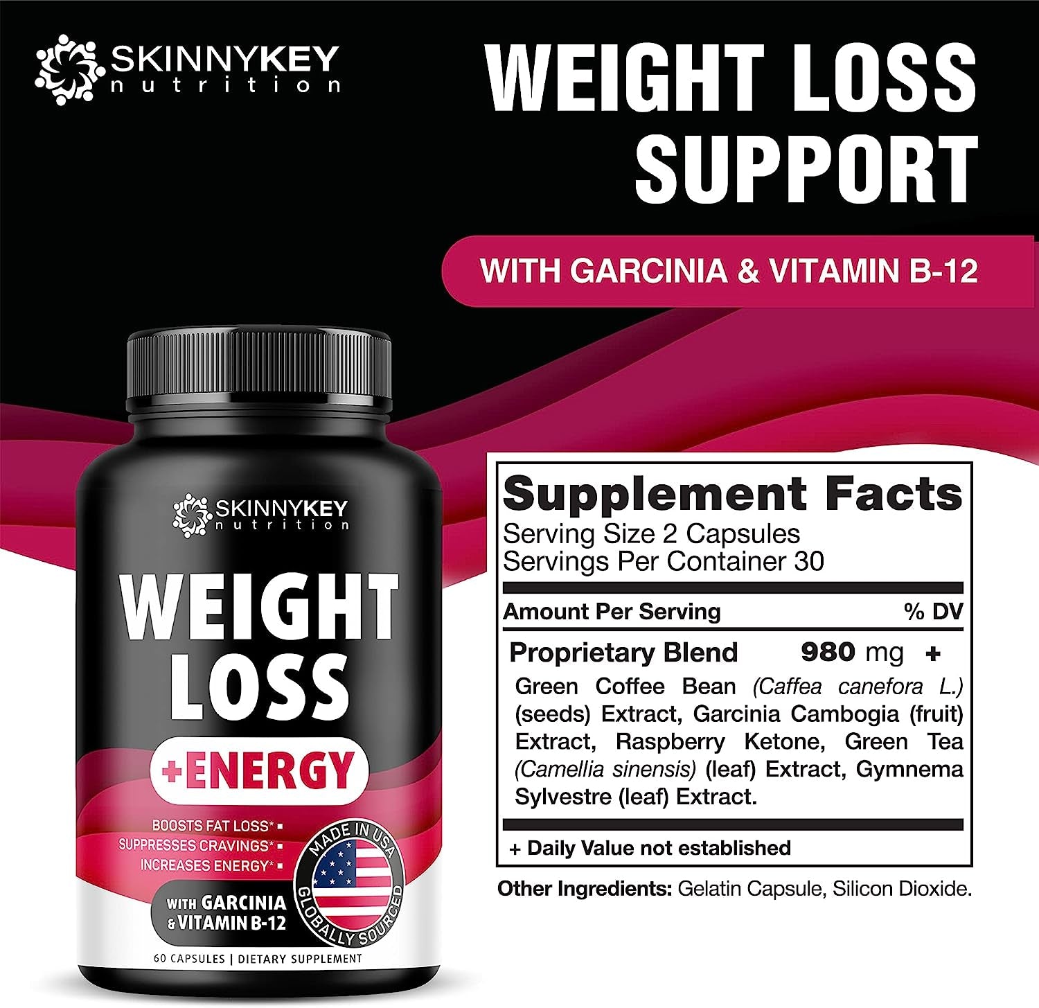 Weight Loss Pills for Women - Fat Burner - Diet Pills That Work Fast for Women & Men - Made in USA - Appetite Supressant for Weight Loss - Diet Pills with Garcinia Cambogia & Green Tea - 60 Caps