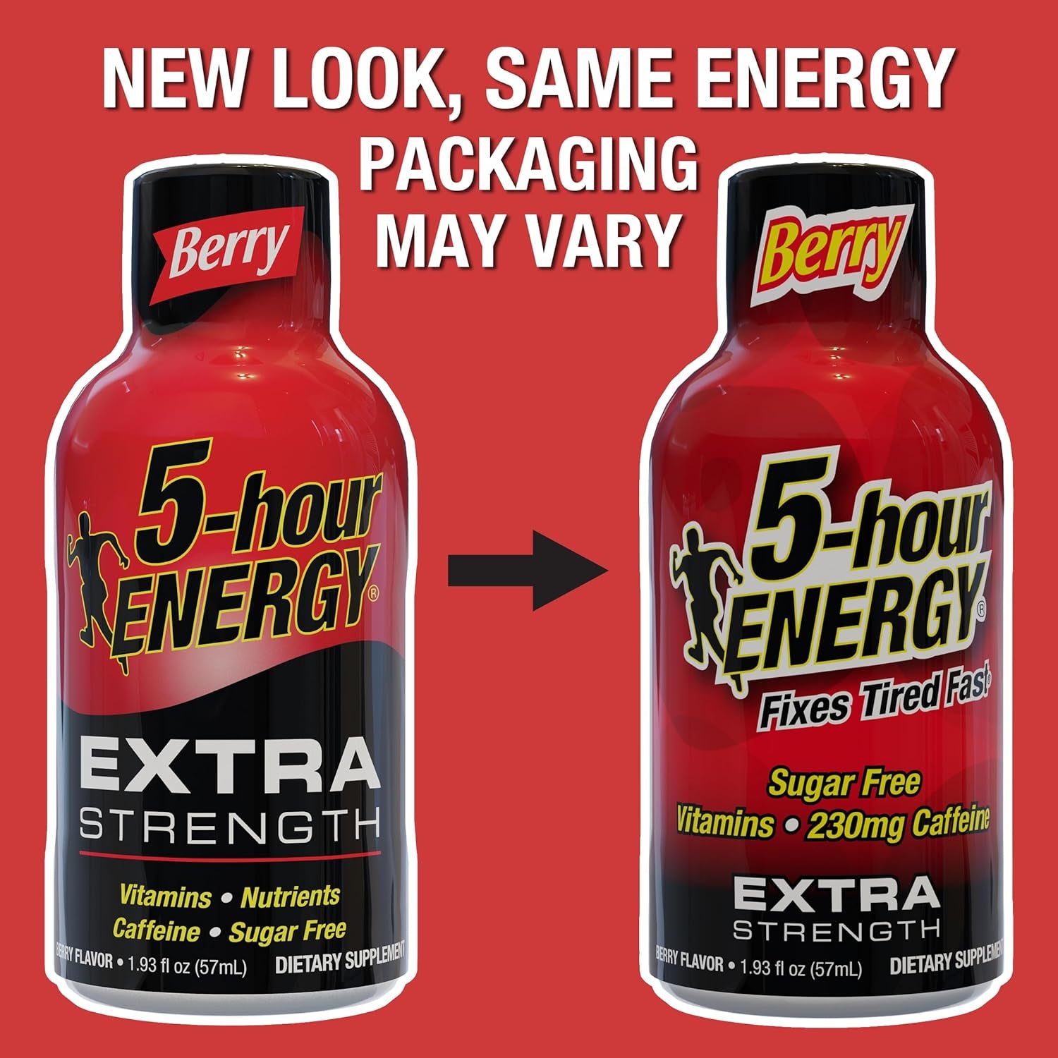 5-Hour ENERGY Extra Strength Energy Shot | Berry Flavor | 1.93 Oz. | 24 Count | Sugar-Free & Zero Calories | B-Vitamins & Amino Acids | 230Mg Caffeinated Energy Shot | Dietary Supplement