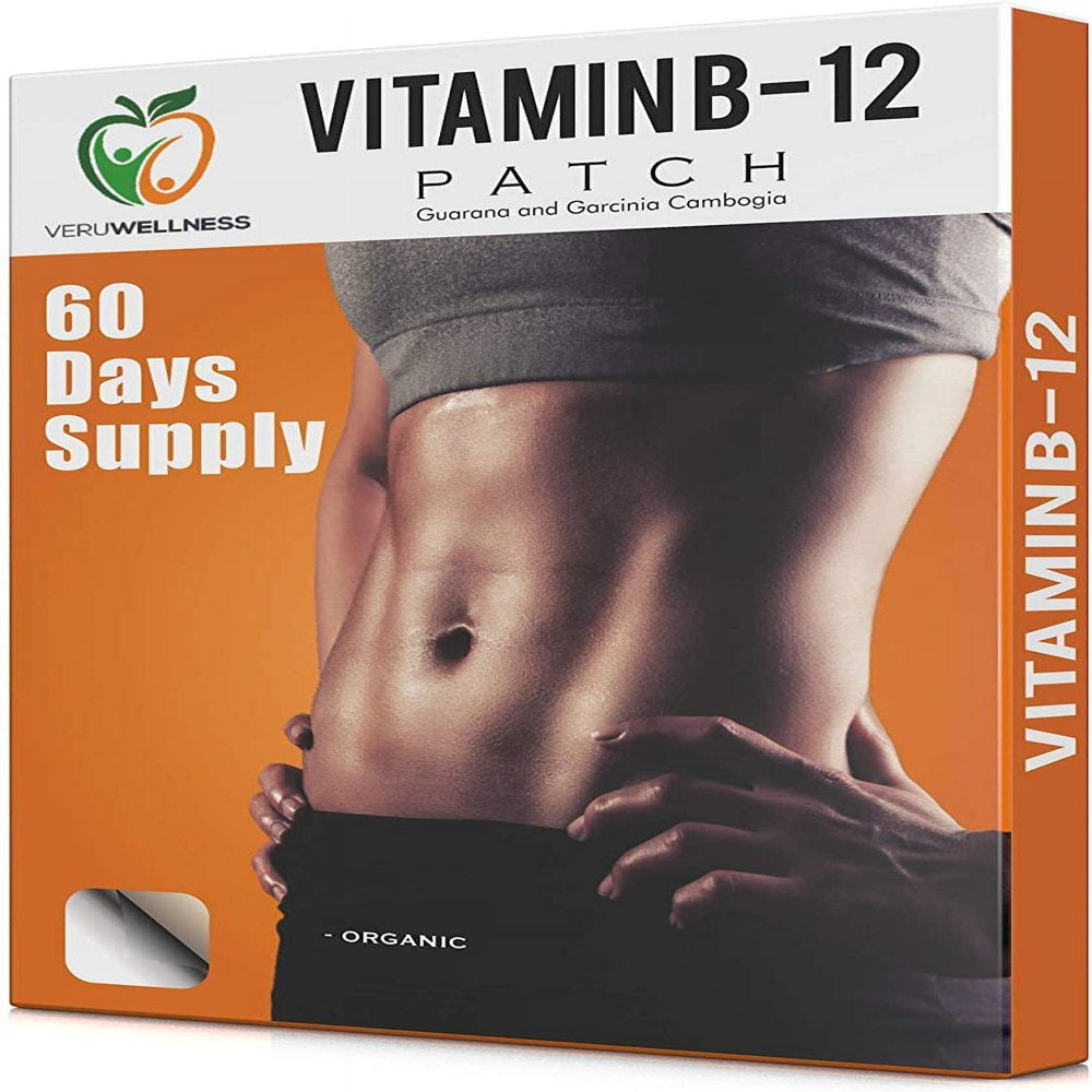 Veru Wellness Vitamin B12 Patch for Energy Boost - 60 Day Supply Vitamin B12 Patches - Transdermal B12 Self Adhesive B12 Patches - B12 Patches with 10 Hours Use per Patch