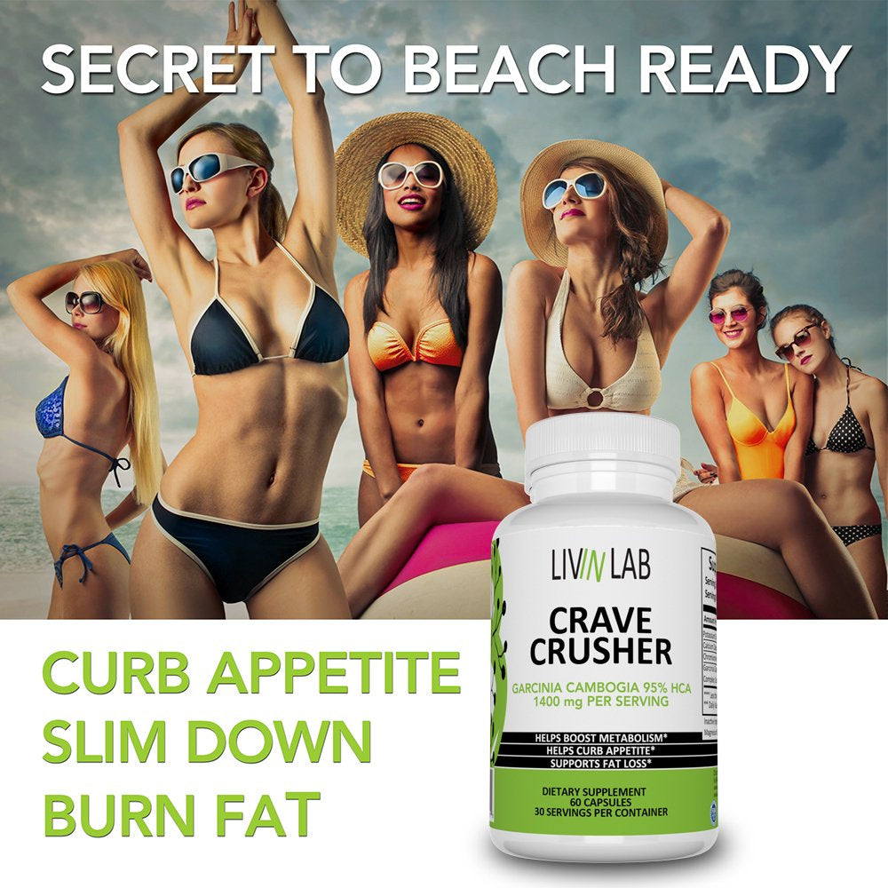 Livin Lab Crave Crusher | Garcinia Cambogia 95% HCA | Appetite Suppressant | Lose Weight Fast | Boost Metabolism