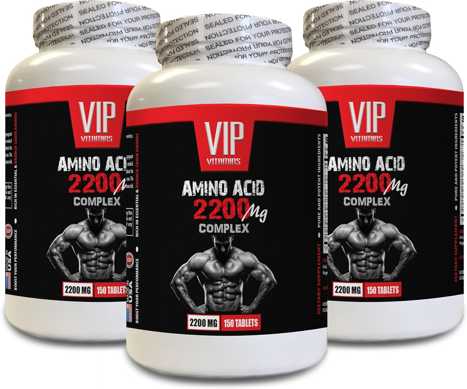 Youthful Skin Supplement - Amino Acid 2200 MG Complex - L Arginine Supplements for Men, 3 Bottles (450 Tablets)