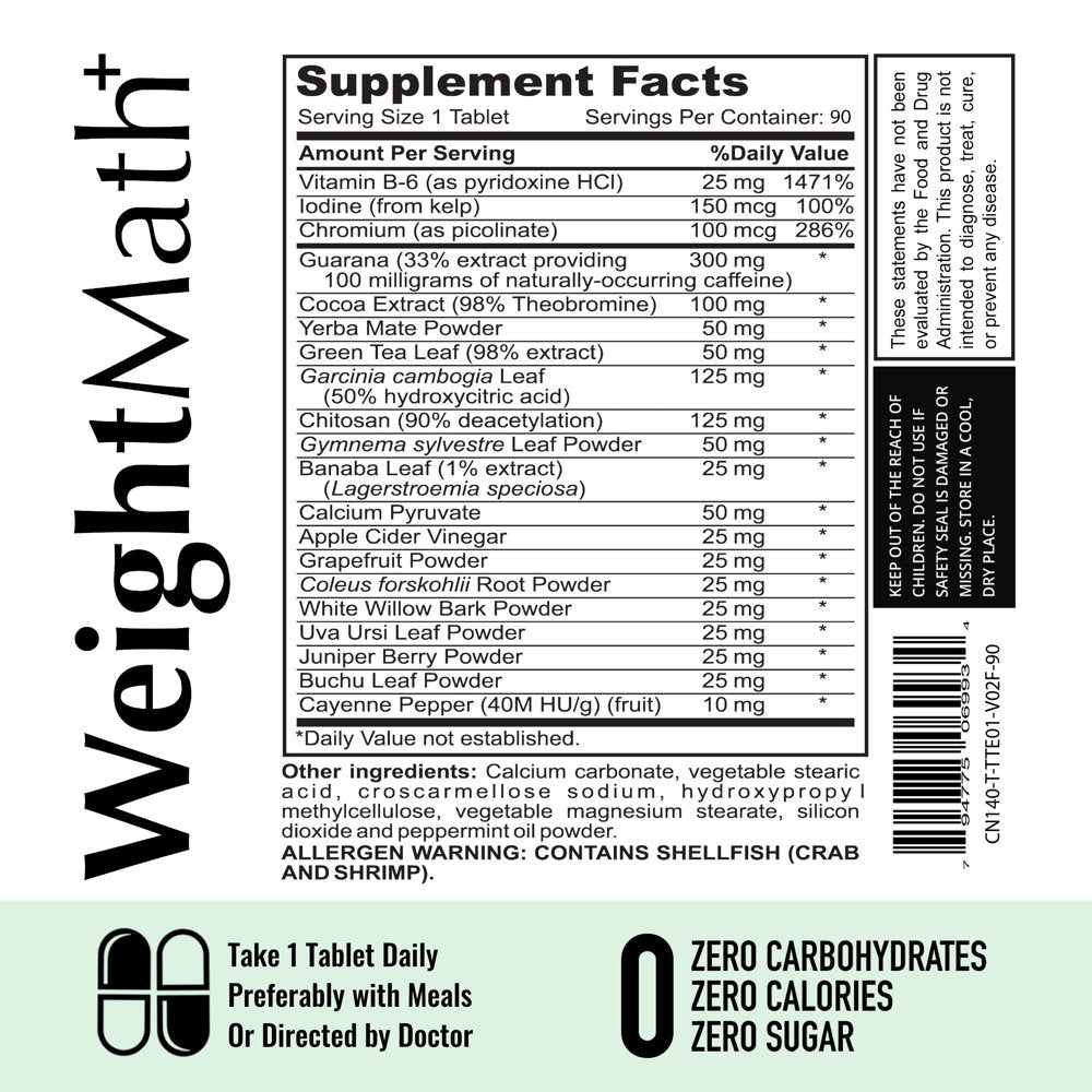 Weightmath Advanced Weight Loss Formula, Metabolism Booster for Energy, Fat Trimming & Flatter Stomach, Aids Belly Bloat, Digestive & Probiotic System, Essential Nutrients to Help Rapid Colon Cleanse