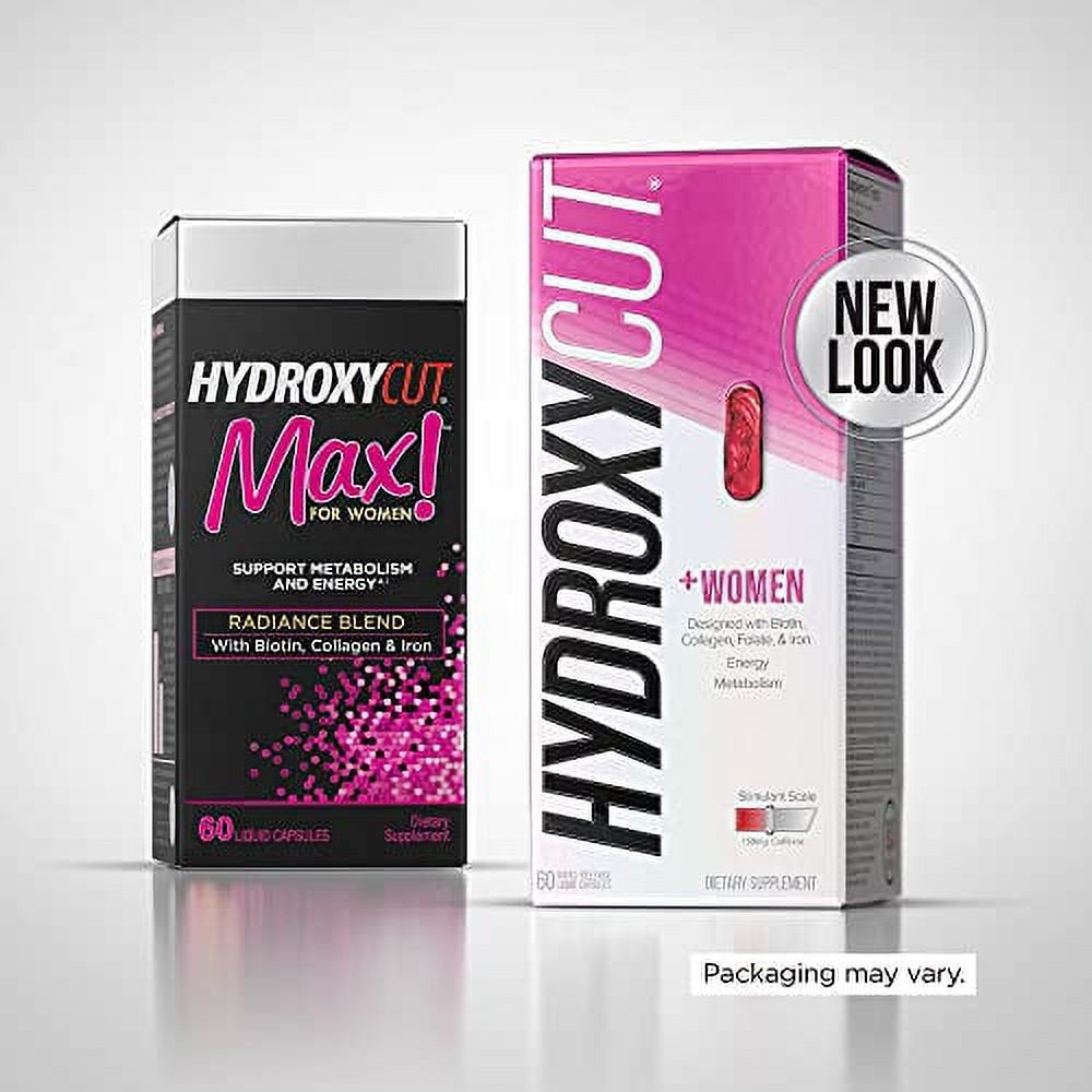 Hydroxycut + Women Pills with Biotin & Collagen | Hair Nails and Skin Vitamins | Iron Supplement | Energy Pills, 60 Count