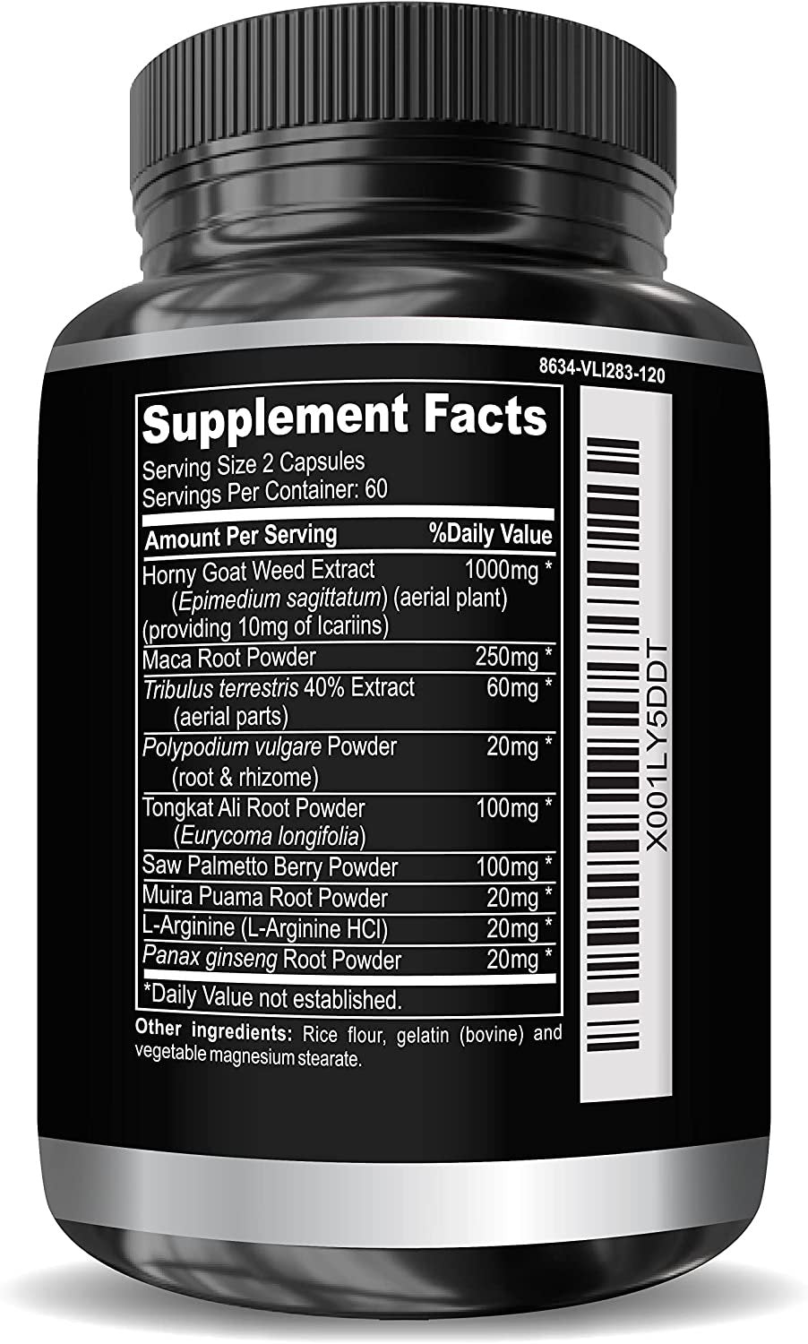 1650Mg Horny Goat Weed 120Ct with Maca, L-Arginine, Ginseng & Tribulus | Testosterone Booster for Energy, Performance, Endurance & Stamina | Male & Female Enhancement Pills