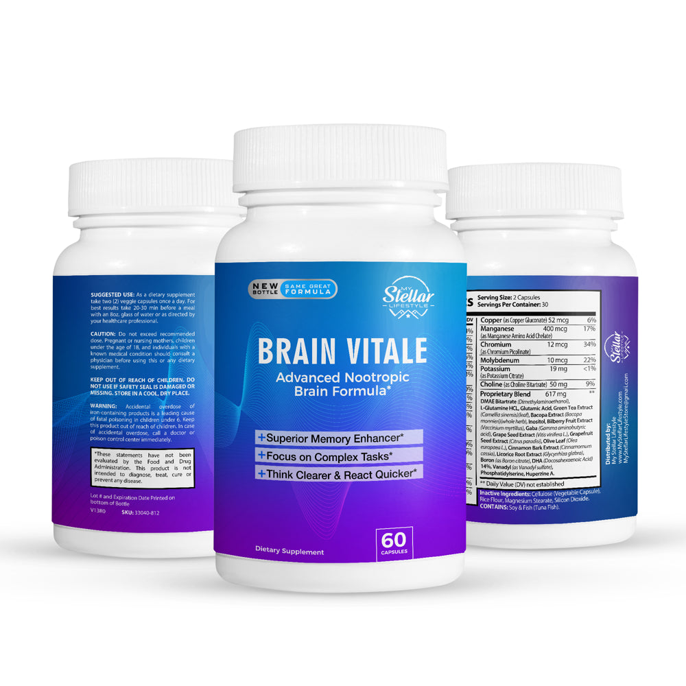 10 Pack Brain Vitale, Advanced Nootropic Brain Formula-60 Capsules X10