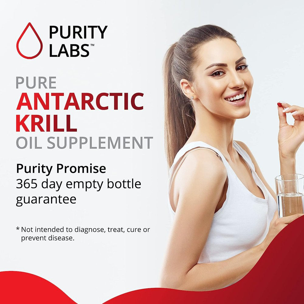 Purity Labs Krill Oil Heart Health & Brain Supplement with Omega 3 & Astaxanthin, 60 Softgels