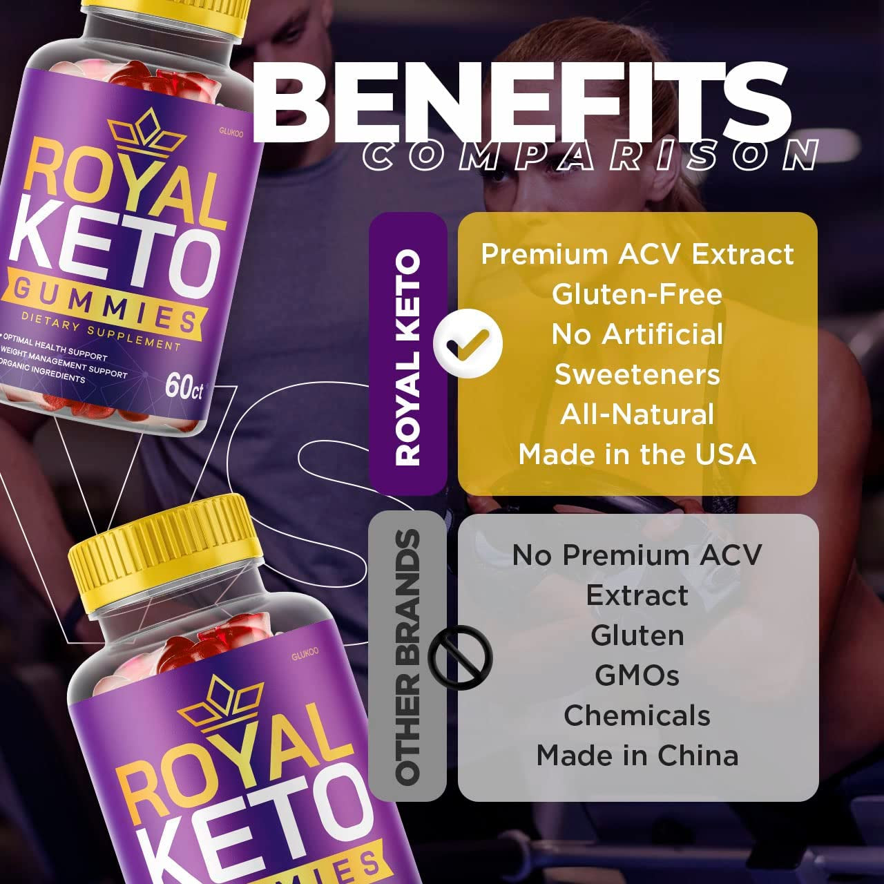 (2 Pack) Royal Keto ACV Gummies - New Advance Formula Royalketo Apple Cider Vinegar Gummys, Advanced Royalgummies Max for Health, Royalgummys, Gummy S for 60 Days