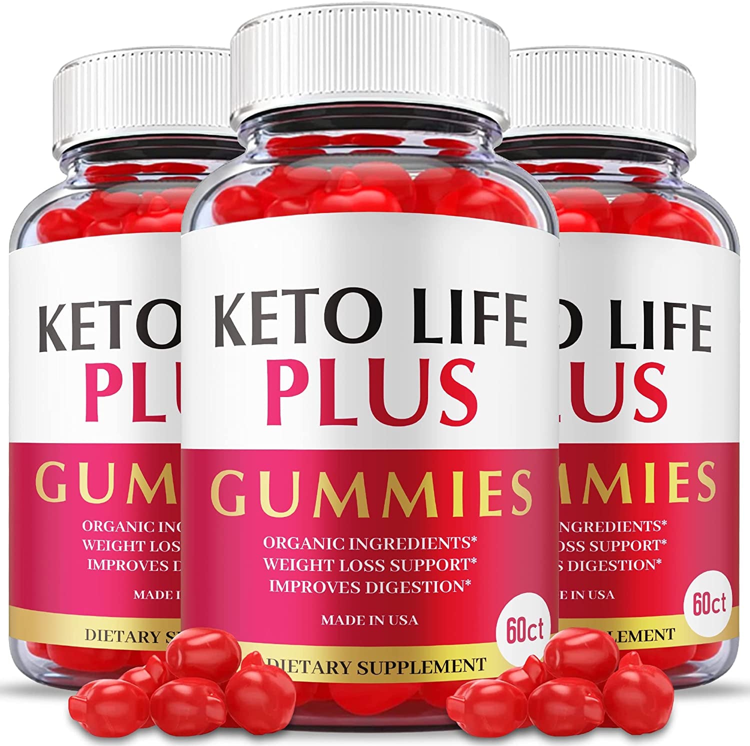 (3 Pack) Keto Life plus Gummies - Official Formula, Vegan - Keto Life plus ACV Gummies with Apple Cider Vinegar, Weight Apple Loss Cider, Great Taste, Vitamin B12, B6, Beet Root Juice (180 Gummies)