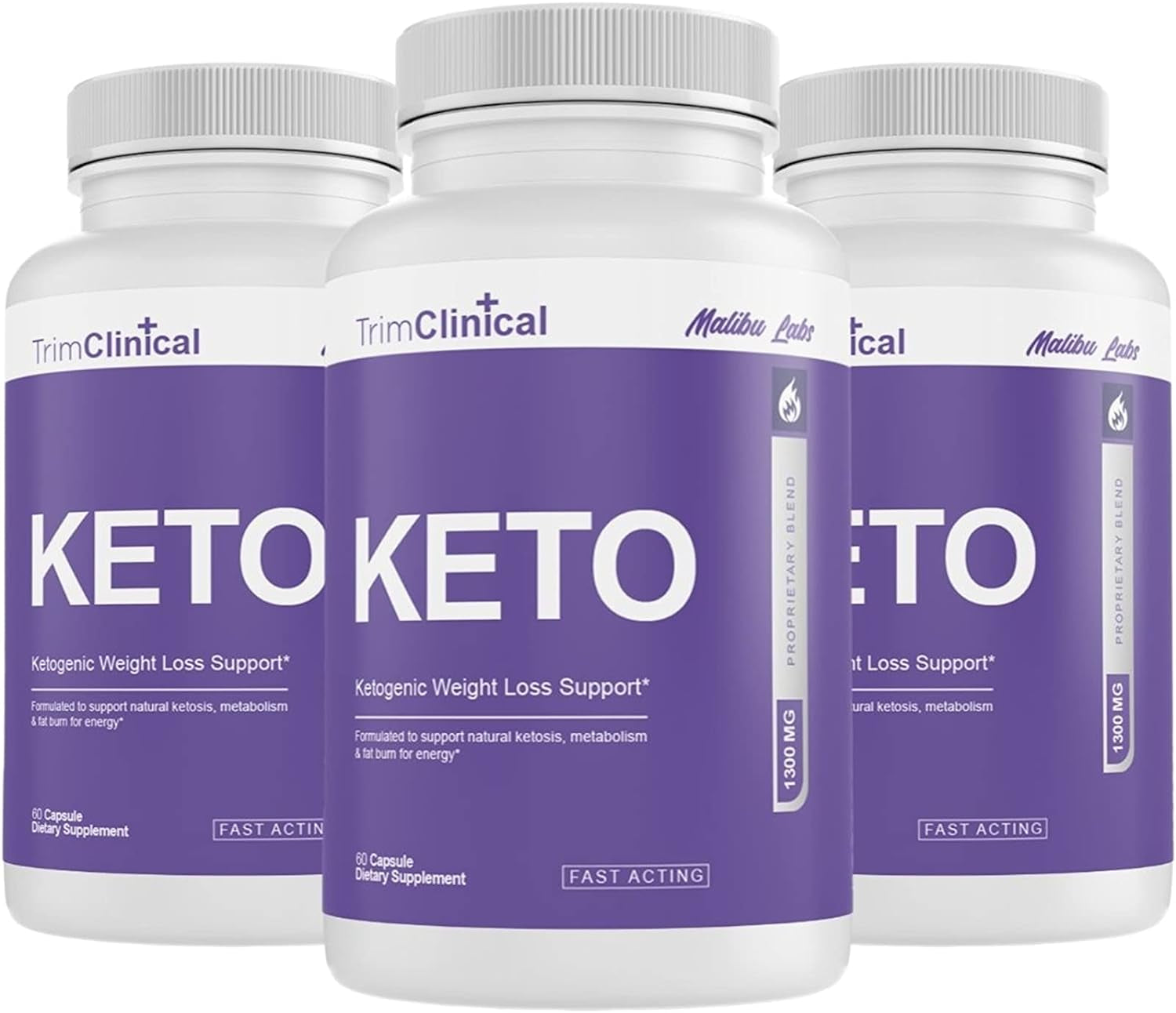 Trim Clinical Keto, Advanced Ketogenic Pill Shark Formula 1300 MG, Made in the USA (60 Count (Pack of 3))