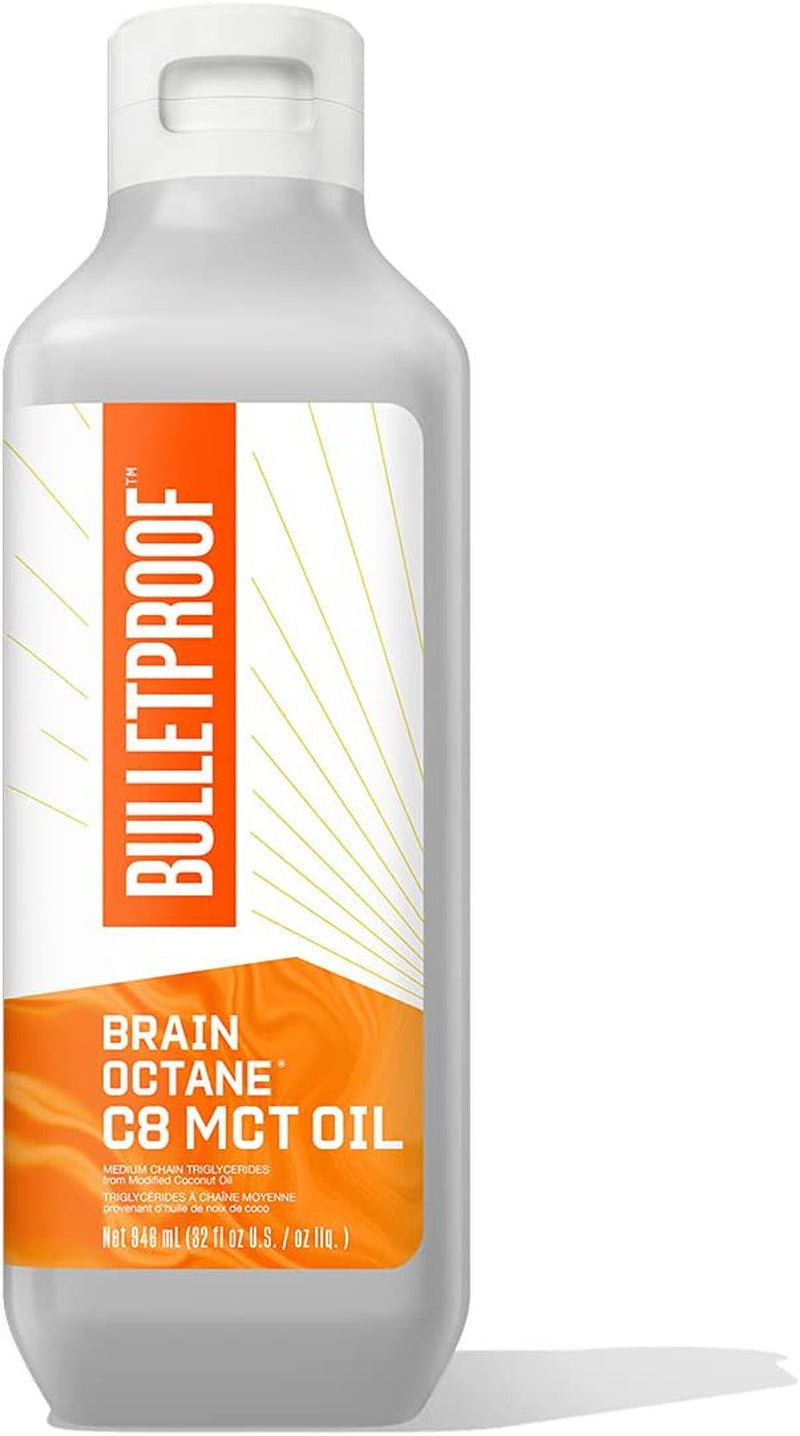 Brain Octane Premium C8 MCT Oil from Non-Gmo Coconuts, 14G Mcts, 32 Fl Oz, Bulletproof Keto Supplement for Sustained Energy, Appetite Control, Mental & Physical Energy, Non-Gmo, Vegan & Cruelty Free