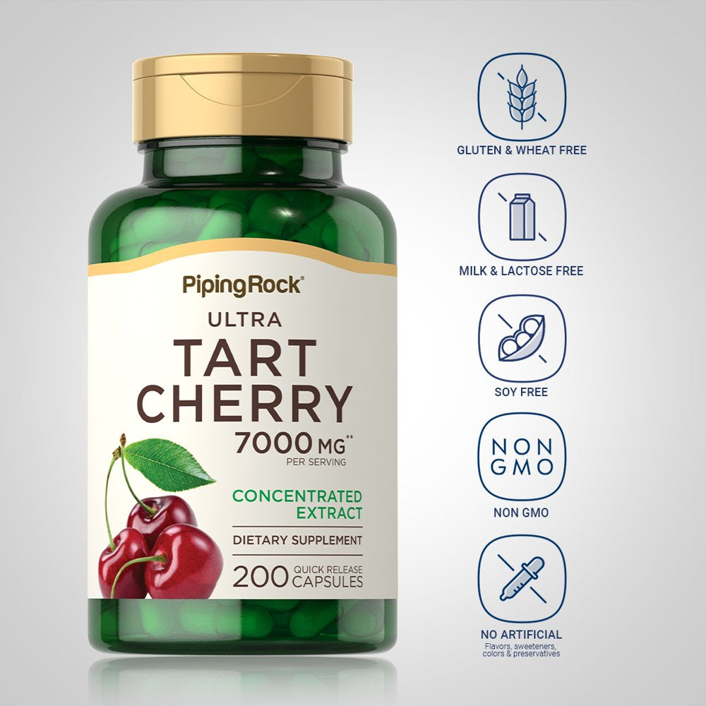 Ultra Tart Cherry Extract | 7000 Mg | 200 Capsules | by Piping Rock