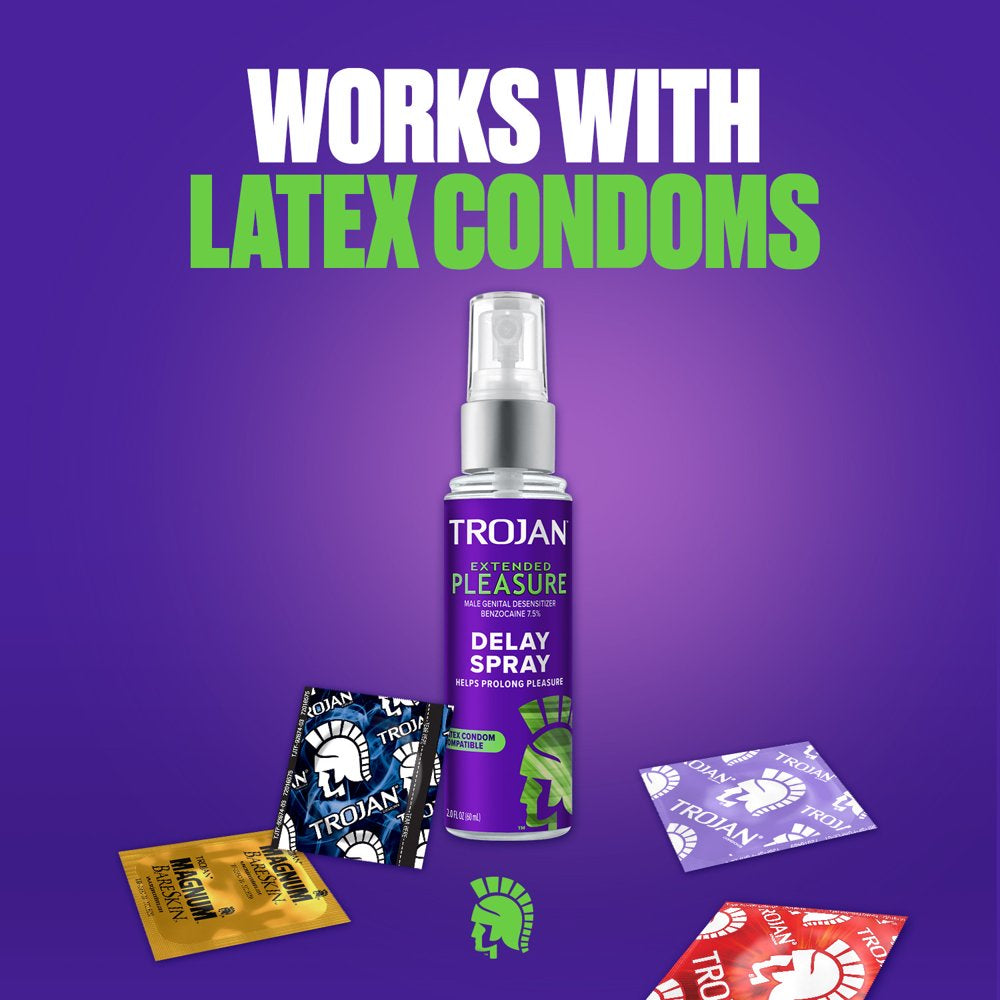 Trojan Extended Pleasure Delay Spray for Men, 2.0 Fl Oz.