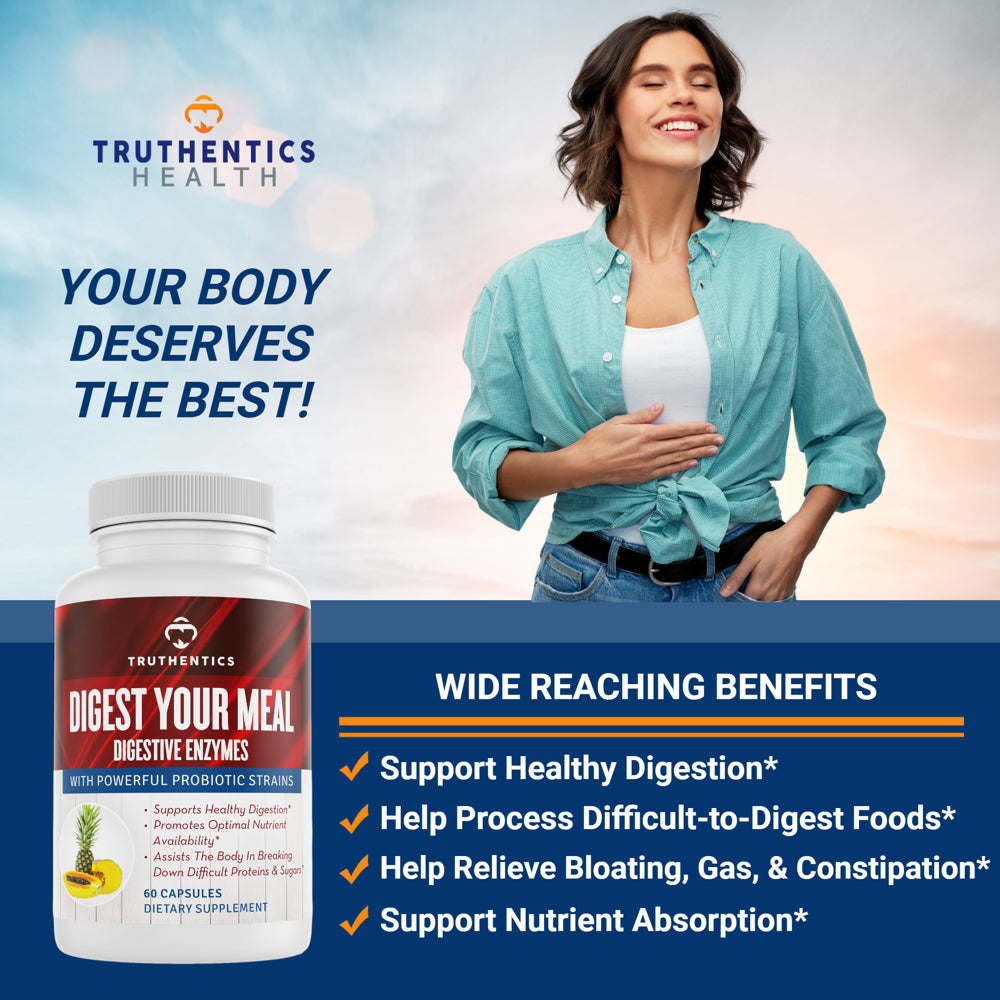 Truthentics Liver Support plus Digestive Enzymes Probiotic Bundle - Liver Cleanse Detox Digestion Support - 60 Capsules Each