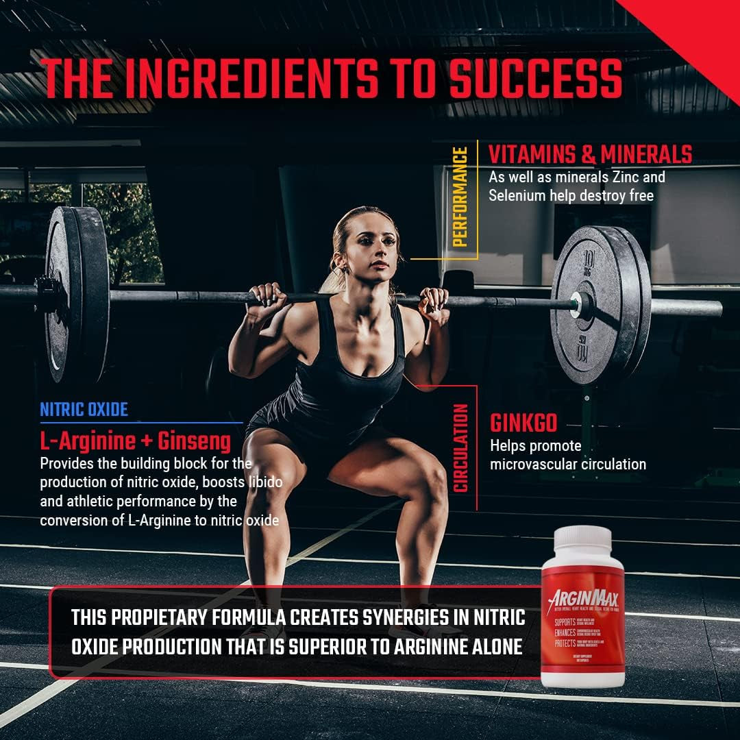 Women'S L Arginine Supplement Pre Workout Pills - Nitric Oxide Blood Flow, Oxygen Booster, Nitric Oxide Supplement - Sports Nutrition Nitric Oxide Boosters - 2 Pack, 360 Capsules