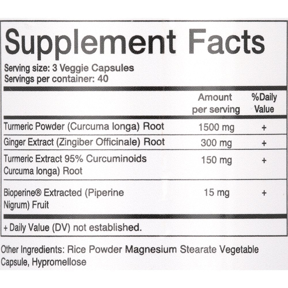 Turmeric Curcumin Ginger 95% Curcuminoids 1950Mg with Black Pepper, 120 Vegan Capsules - Bioperine for Best Absorption - Inflammatory Support and Brain Health - Turmeric Capsules by Balance Breens