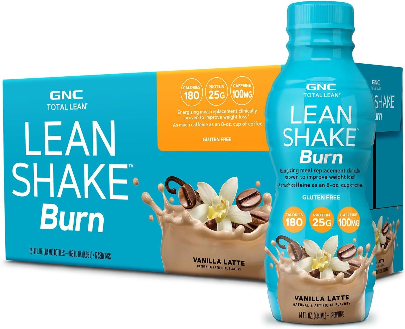 GNC Total Lean Lean Shake Burn - Vanilla Latte - 12 Bottles