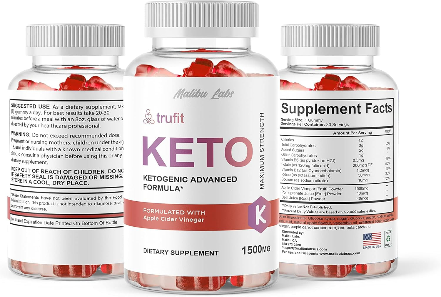 Trufit ACV Gummies, Apple Cider Vinegar Ketosis, New Strong Time Released Formula, 1500Mg Once a Day, Ketogenic Tru Fit True Support Supplement, Ketos Shark Gummy (3 Pack) 90 Day Supply Tank