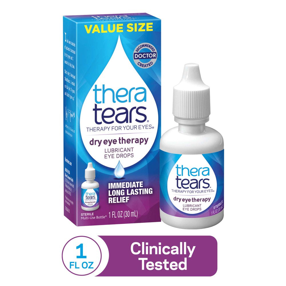 Theratears Dry Eye Therapy Lubricating Eye Drops for Dry Eyes, 1 Fl Oz Bottle