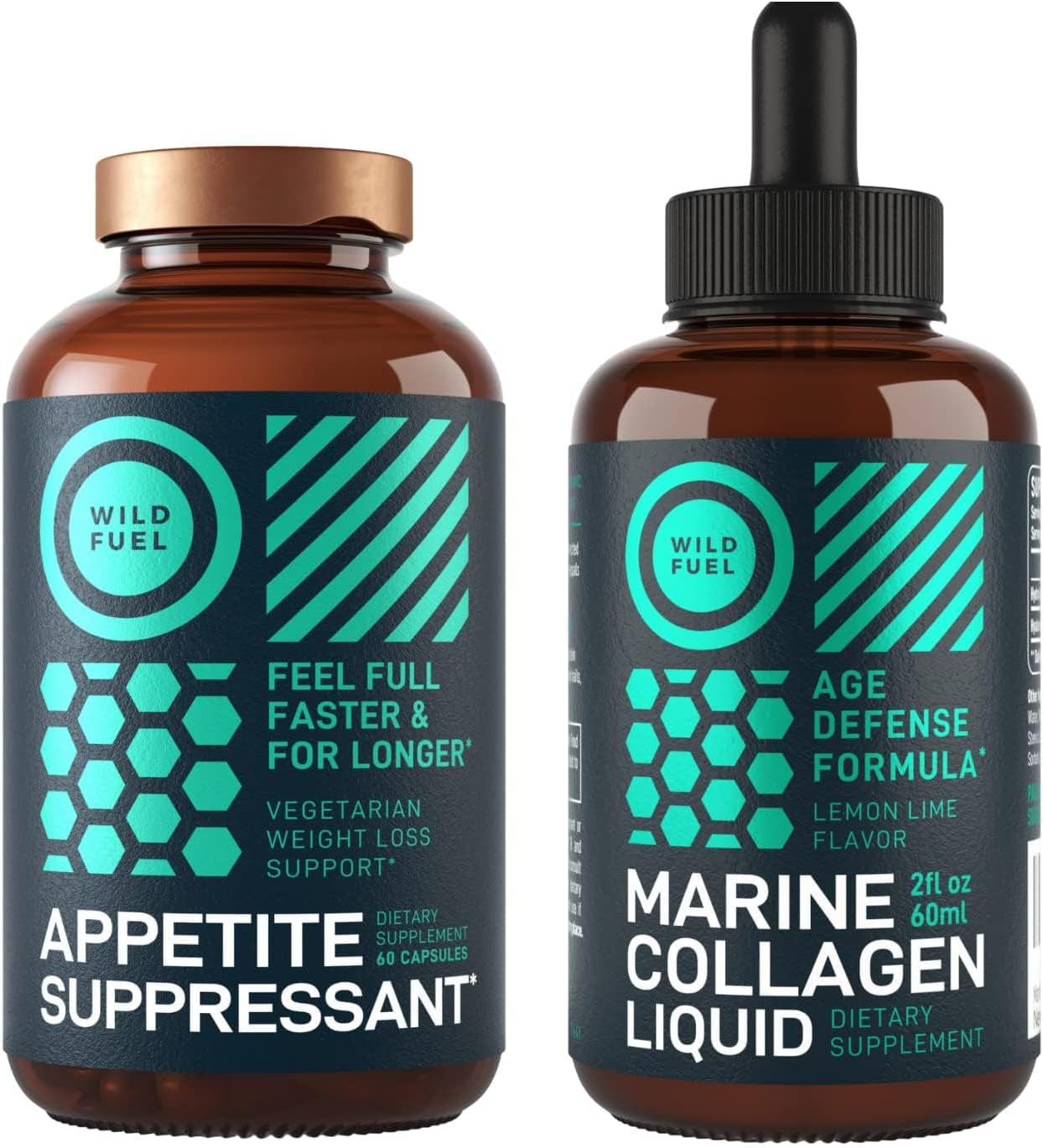 WILD FUEL Appetite Suppressant and Liquid Collagen Marine Diet and Beauty Bundle