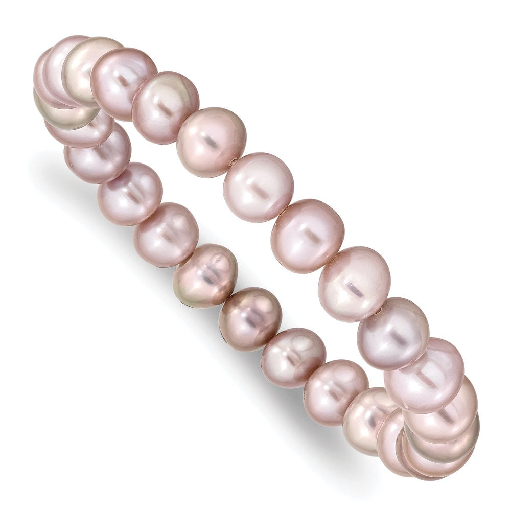 8-9Mm Freshwater Cultured Pearl Pink Stretch Bracelet