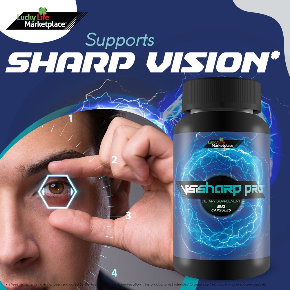 Visi Sharp Pro - Natural Vision Support Supplement - Support Healthy Vision and Visual Acuity - Enriched Multi-Vitamin, Mineral, & Antioxidant Formula for Day and Night Vision - Promote Eye Health