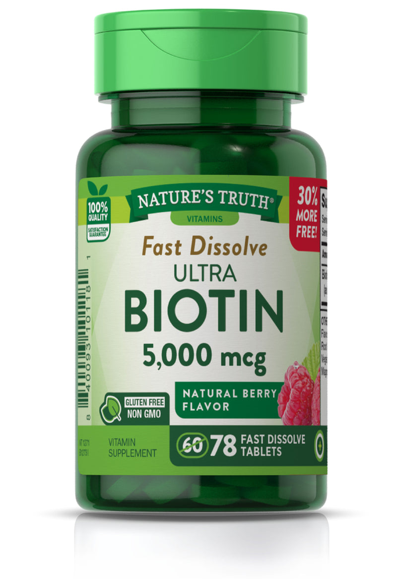 Nature'S Truth Fast Dissolving Biotin Caplets, 5000 Mcg, 78 Count