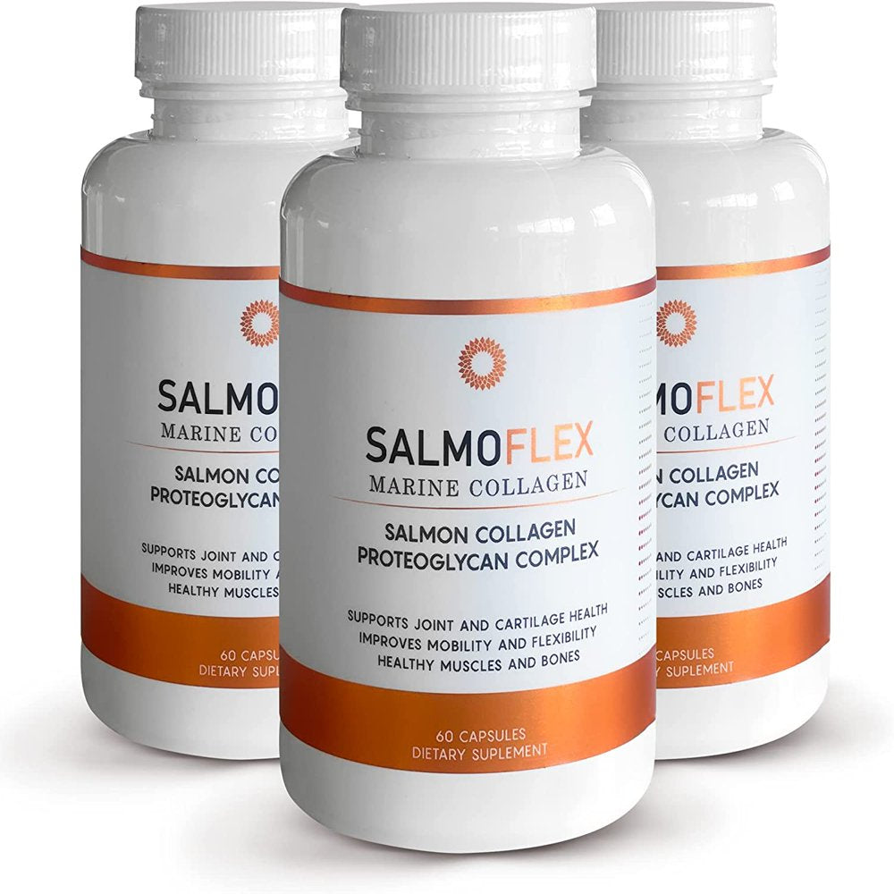 VITASEI Salmoflex Marine Collagen Peptides Pills W/Hyaluronic Acid, Vitamin C, D, E| Salmon Supplements -Hair, Skin, Nails | Multivitamin for Women & Men |Knee, Joint Relief -3 X 60 Capsules